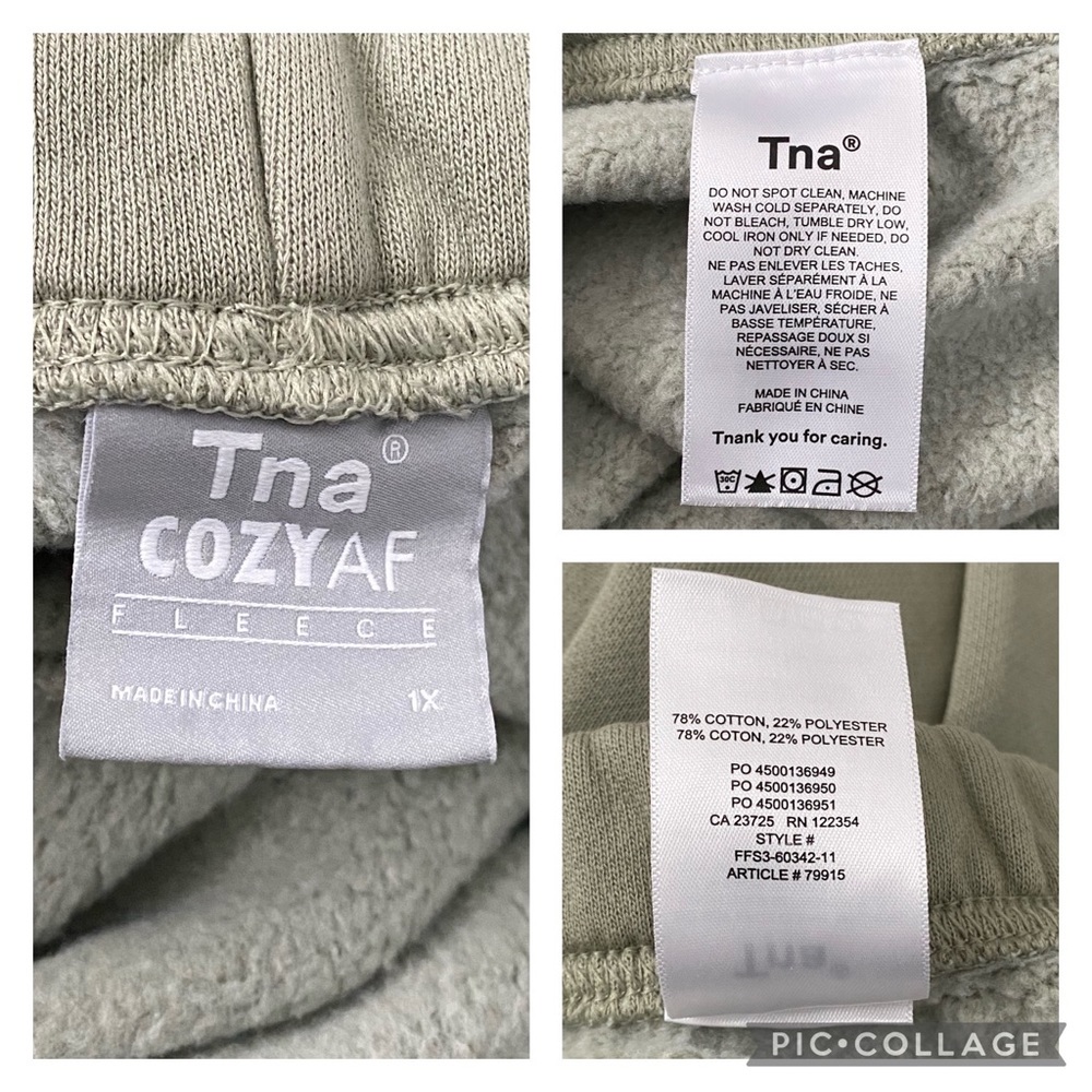 Aritzia TNA Cozy Fleece Boyfriend Sweatpant  Pull-On Joggers Sage Green 1X - Picture 8 of 11